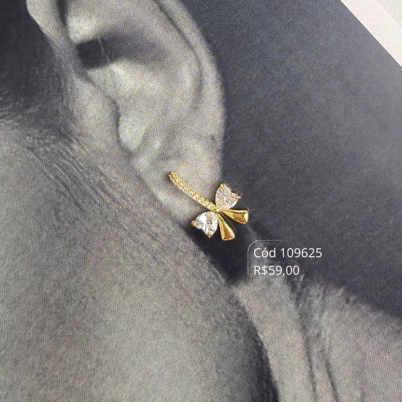 BRINCO FIO MICROZIRCONIA C/ LAÇO ZIRCONIA CORAÇÃO - 9MM - Dourado