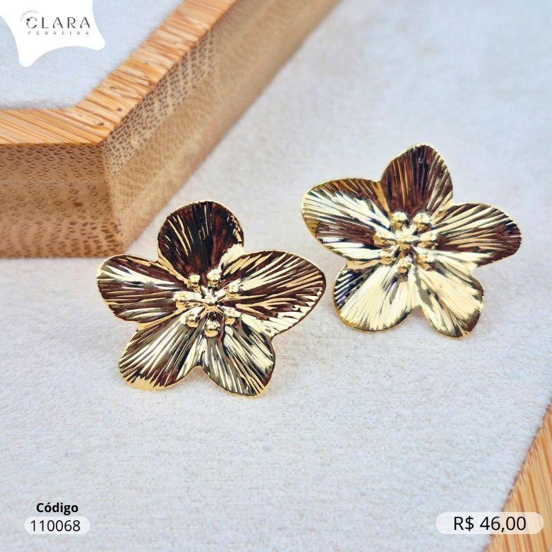 BRINCO FLOR LISA - LINHA ORGÂNICOS  - 22NN - Dourado