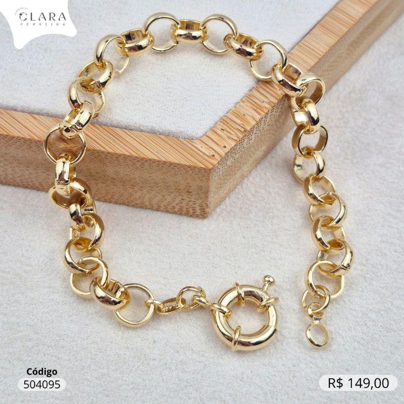PULSEIRA MAX ELO PORTUGUES C/ FECHO BOIA  - 8MM - 17CM - Dourado