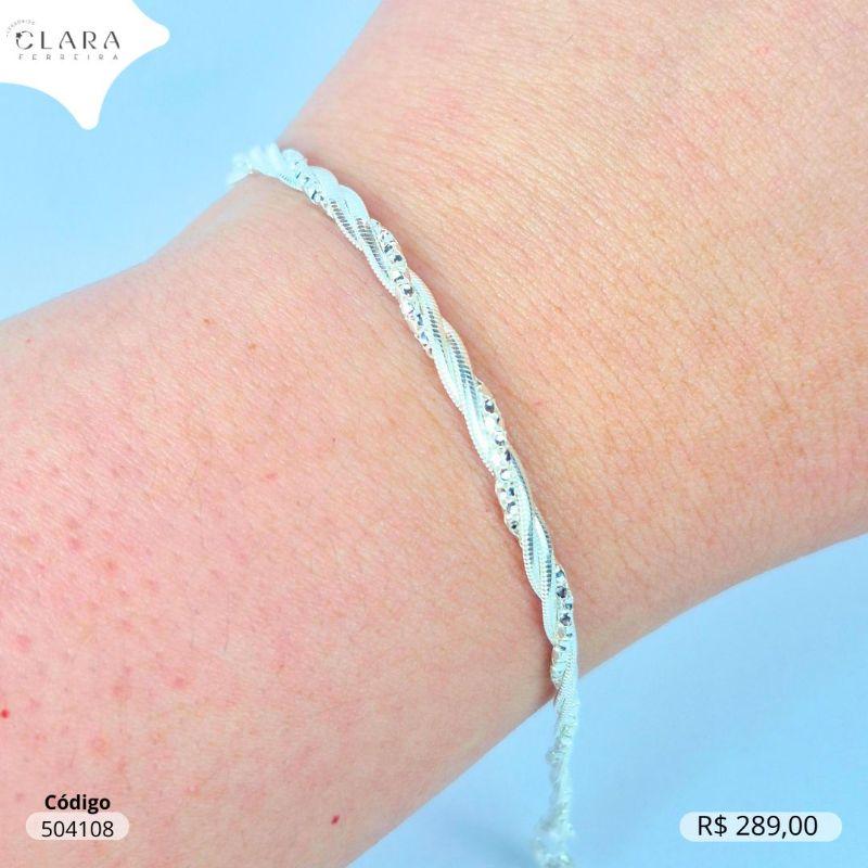PULSEIRA PRATA 925 3 FIOS TORCIDOS, 2 FIOS MALHA COBRA  E 1 FIO MALHA PIPOCA  - 19CM