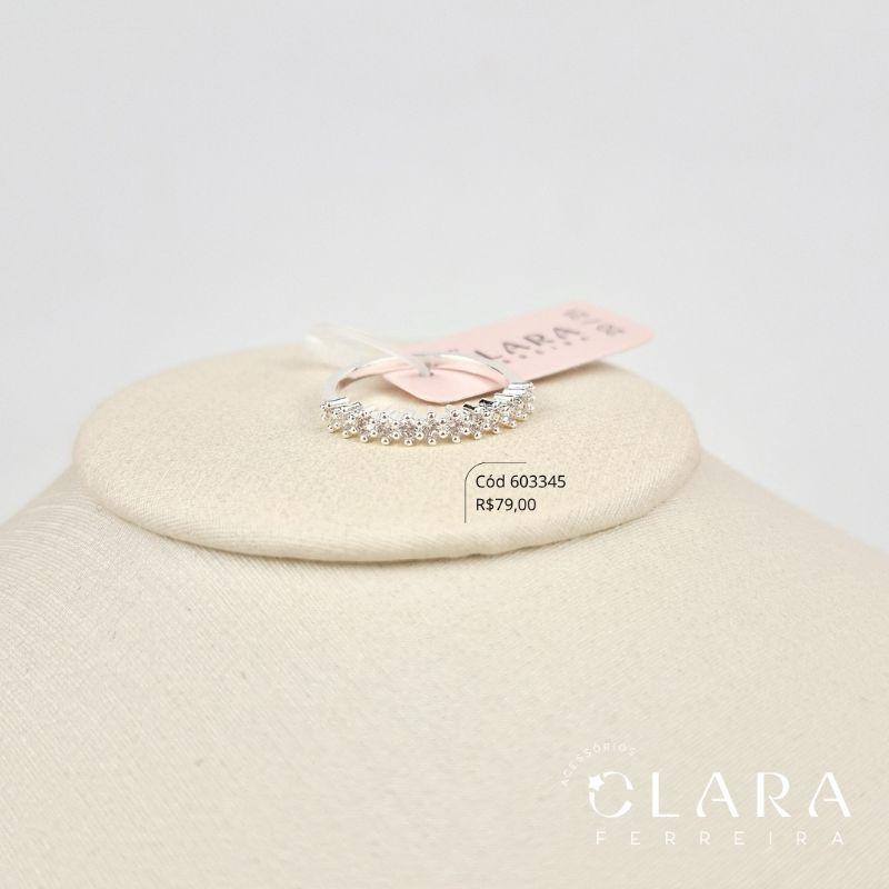 ANEL APARADOR MICROZIRCÔNIAS C/ BORDAS PONTILHADAS  - 3MM - Banho de Prata