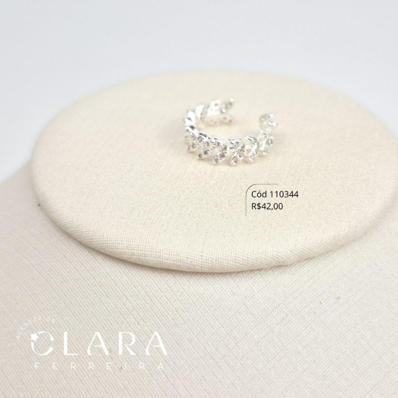 BRINCO PIERCING FAKE FOLHAS MICROZIRCÔNIAS - 5MM - Banho de Prata - PEÇA VENDIDA