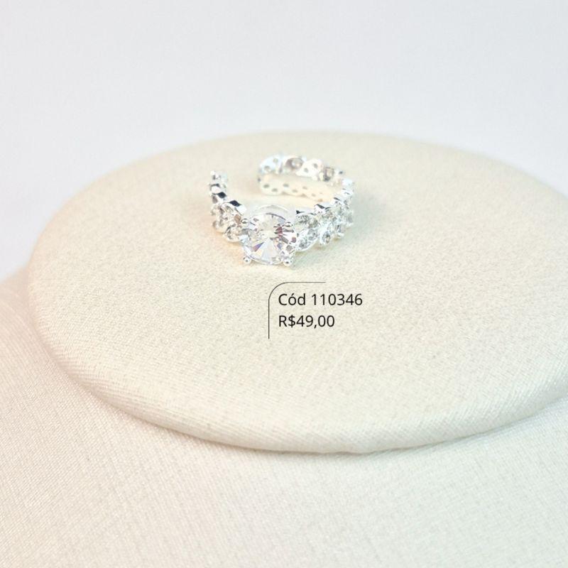 BRINCO PIERCING FAKE FOLHAS MICROZIRCÔNIAS C/ 1 ZIRCÔNIA REDONDA 5MM - 5MM - Banho de Prata - PEÇA VENDIDA