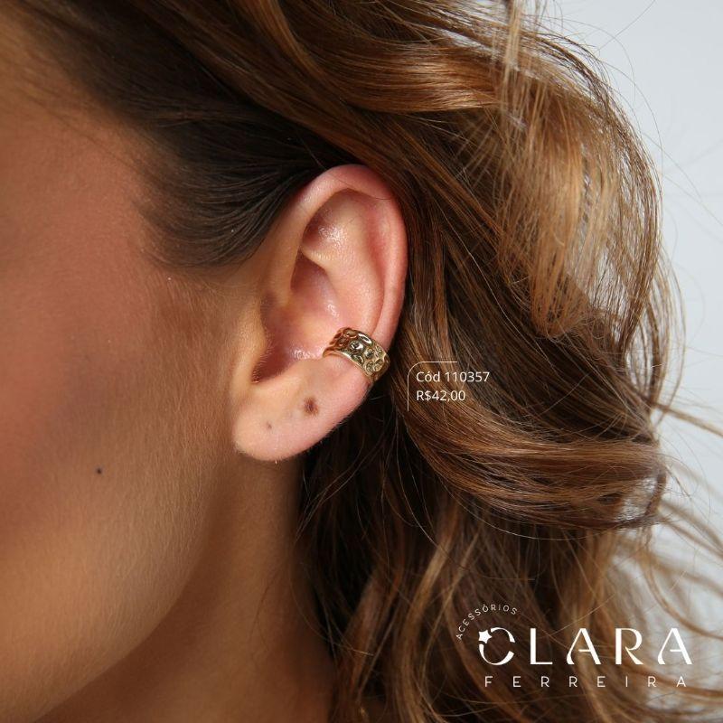 BRINCO PIERCING FAKE GROSSO ONDULADO LISO  - 7MM - Dourado