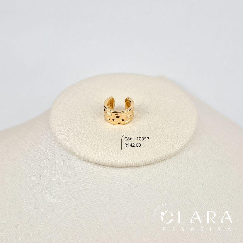 BRINCO PIERCING FAKE GROSSO ONDULADO LISO  - 7MM - Dourado