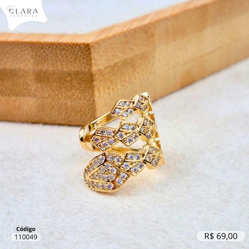 BRINCO PIERCING FALE COBRA MICROZIRCONIAS INSPIRAÇÃO BVLGARI - Dourado