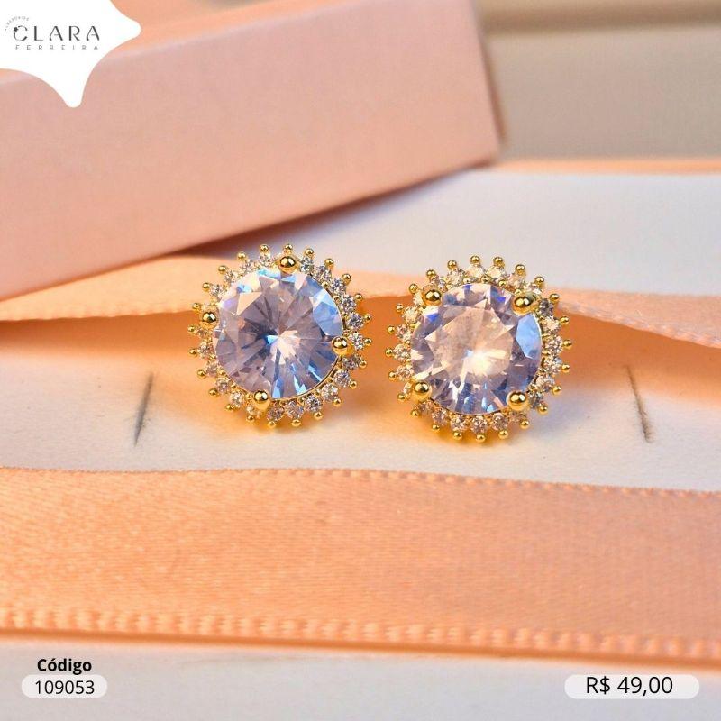 BRINCO ZIRCONIA REDONDA 8MM ADORNADA MICROZIRCONIAS  - Dourado