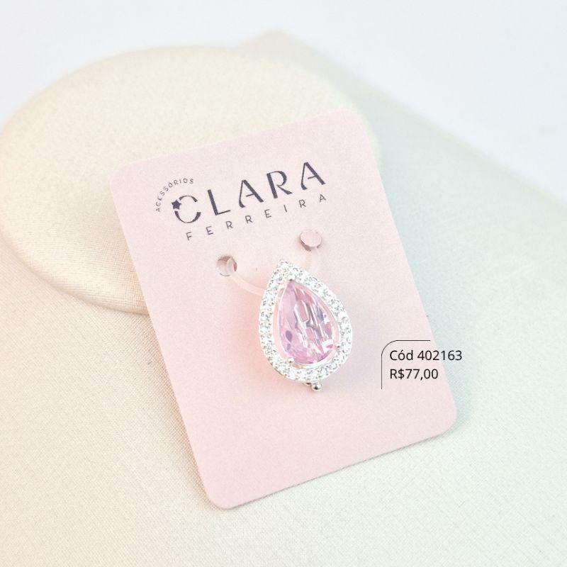 PINGENTE PIN ZIRCÔNIA GOTA 11MM ADORNADO 1 FILEIRA MICROZIRCÔNIAS - 18MM - Banho de Prata