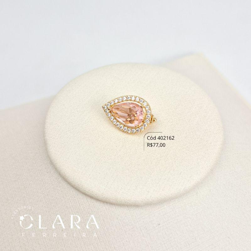 PINGENTE PIN ZIRCÔNIA GOTA 11MM ADORNADO 1 FILEIRA MICROZIRCÔNIAS - 18MM - Dourado