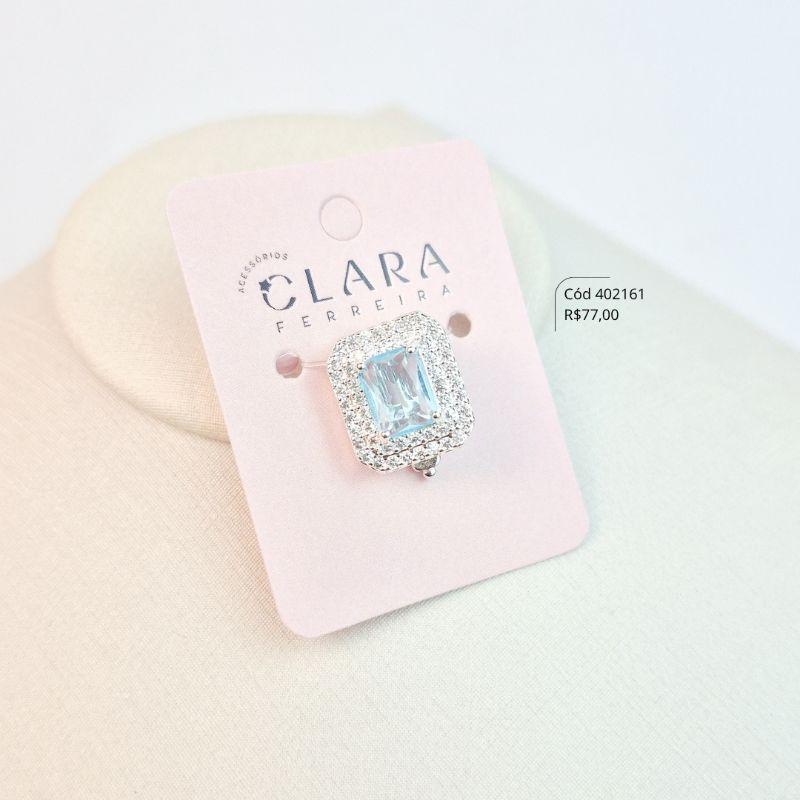 PINGENTE PIN ZIRCÔNIA RETANGULAR 9MM ADORNADO 2 FILEIRAS MICROZIRCÔNIAS - 16MM - Banho de Prata