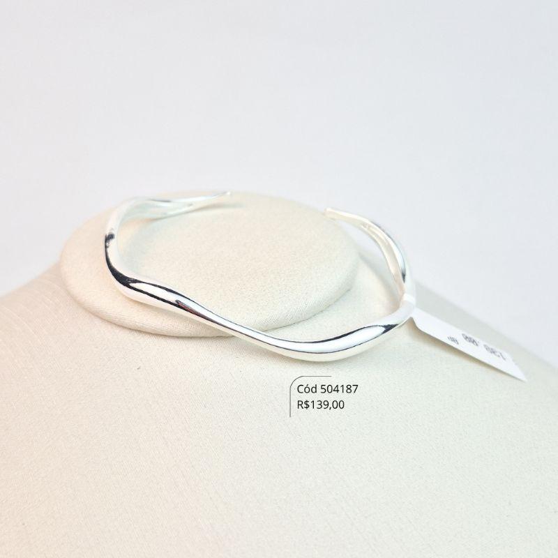 PULSEIRA BRACELETE RÍGIDO ONDULADO – LINHA ORGÂNICOS - EDIÇÃO LIMITADA - Banho de Prata