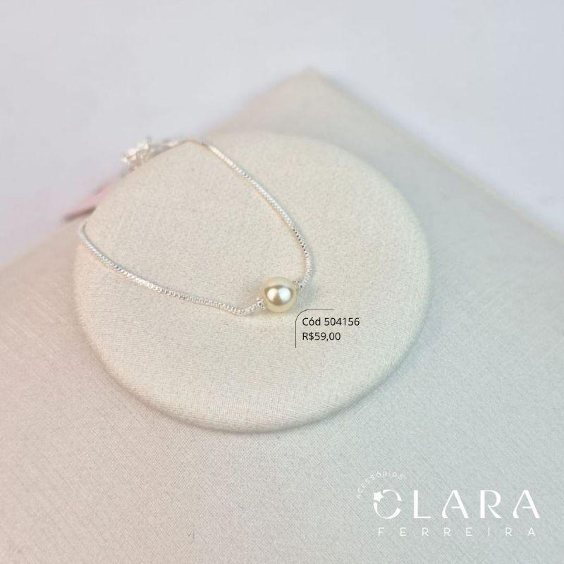 PULSEIRA VENEZIANA C/ PEROLA 6MM FIXA - 17CM - Banho de Prata