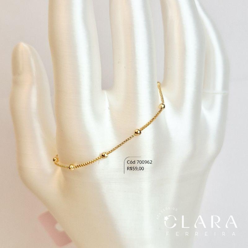 TORNOZELEIRA VENEZIANA C/ BOLINHAS  - 22CM - Dourado