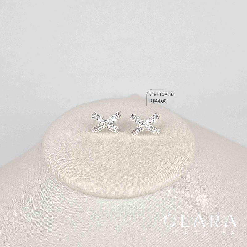 BRINCO 3 FIOS CRUZADO 2 FILEIRAS MICROZIRCONIAS - 13MM - Banho de Prata