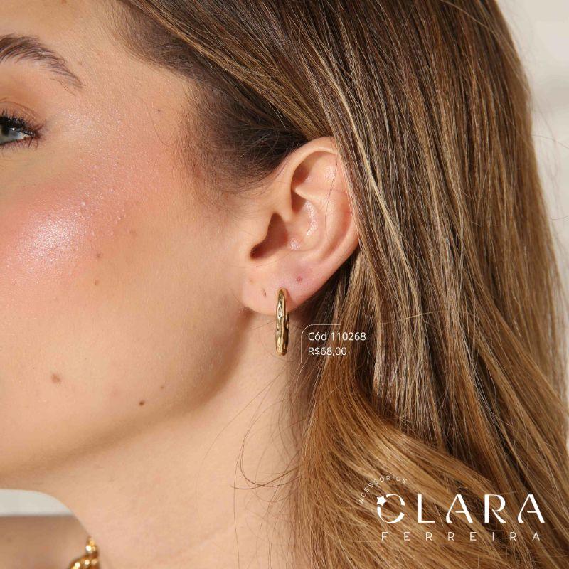 BRINCO ARGOLINHA CLICK TUBO LISA ONDULADA - 21X3MM - Dourado