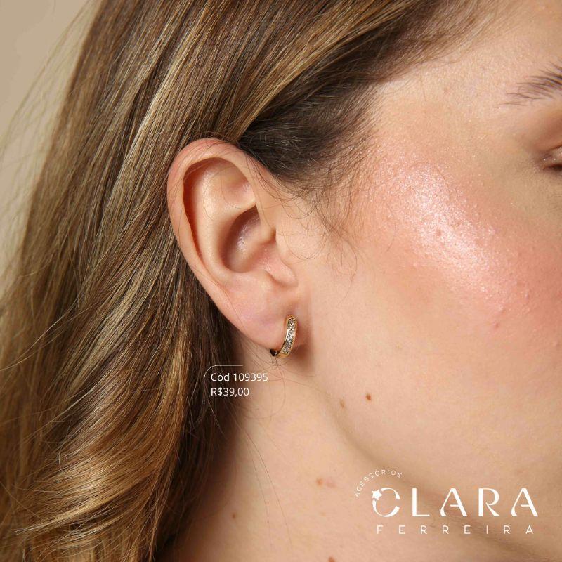 BRINCO ARGOLINHA CLIK 1 FILEIRA MICROZIRCONIAS SEM BORDA  - 12X3MM - Dourado