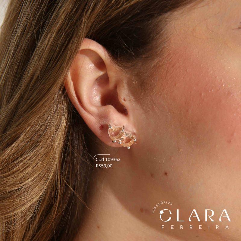 BRINCO BASE ZIRCONIA REDONDA 9MM C/ ZIRCONIA CORAÇÃO 9MM - Banho de Prata