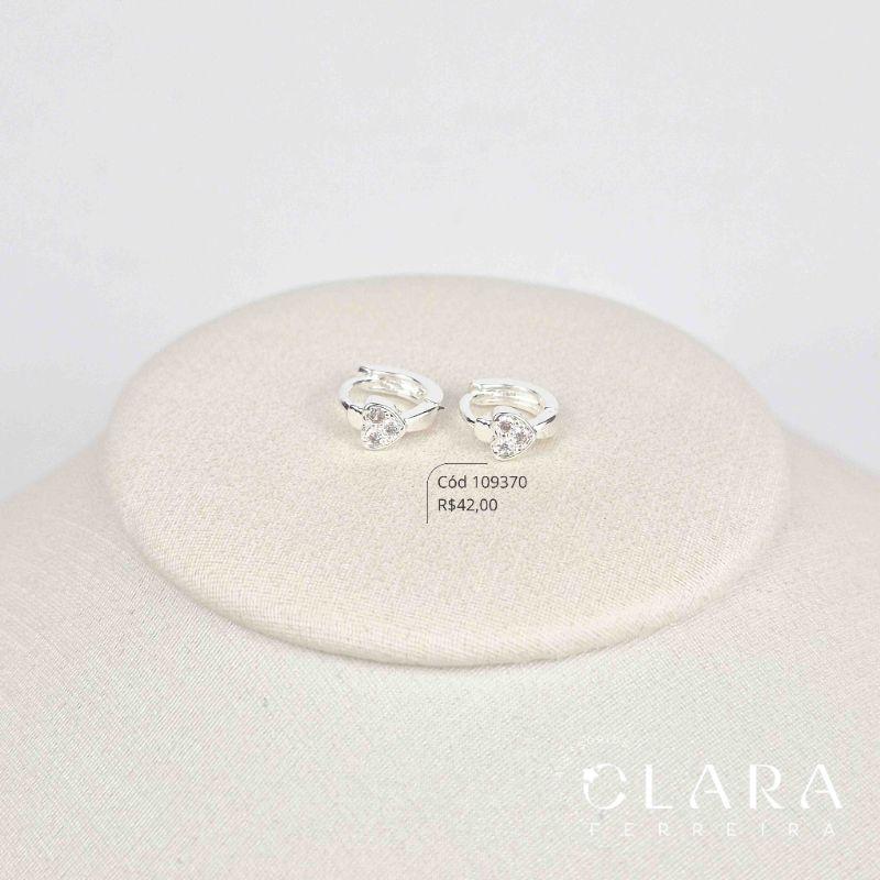 BRINCO INFANTIL ARGOLINHA CLICK C/ CORAÇÃO 4MM MICROZIRCONIAS - 10X2MM - CLARINHAS KIDS - Banho de Prata