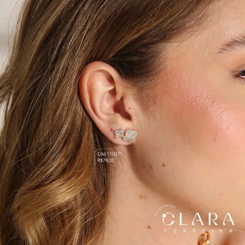 BRINCO KIT DUO TREVO VAN CLEEF ALHAMBRA MICROZIRCÔNIAS - 6 E 10MM - Dourado