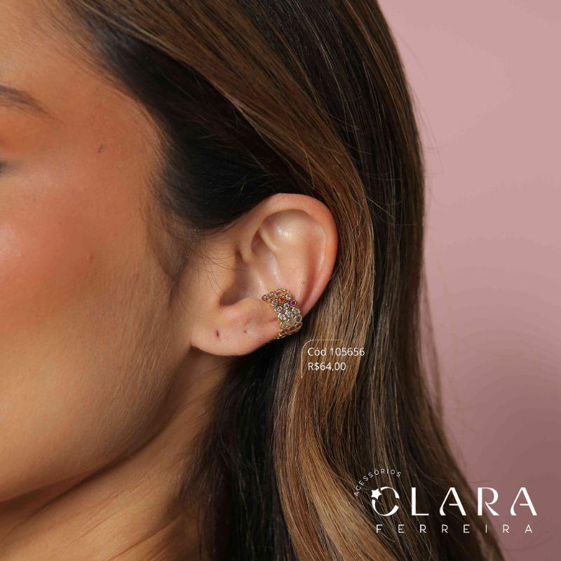 BRINCO PIERCING FAKE SALADINHA 3 FILEIRAS MICROZIRCONIA COLORIDA 8MM