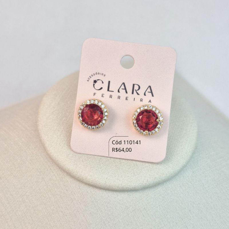 BRINCO ZIRCÔNIA REDONDA COLORIDA 6MM ADORNADA 1 FILEIRA MICROZIRCÔNIAS - 11MM - Dourado