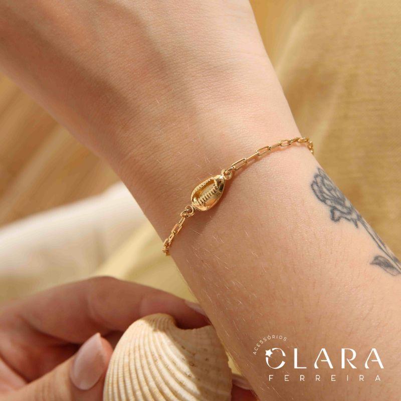 PULSEIRA ELOS CARTIER C/ BUZIOS 11MM FIXO  - 17CM - Dourado