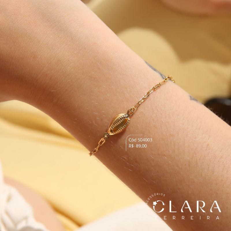 PULSEIRA ELOS CARTIER C/ BUZIOS 11MM FIXO  - 17CM - Dourado