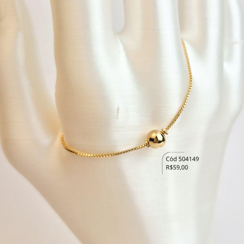 PULSEIRA VENEZIANA C/ BOLA LISA 6MM FIXA - 17CM - Dourado