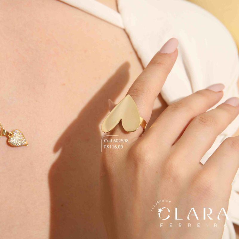 ANEL AJUSTAVEL C/ CORAÇÃO LISO - LINHA ORÂNICOS - 28MM - Dourado