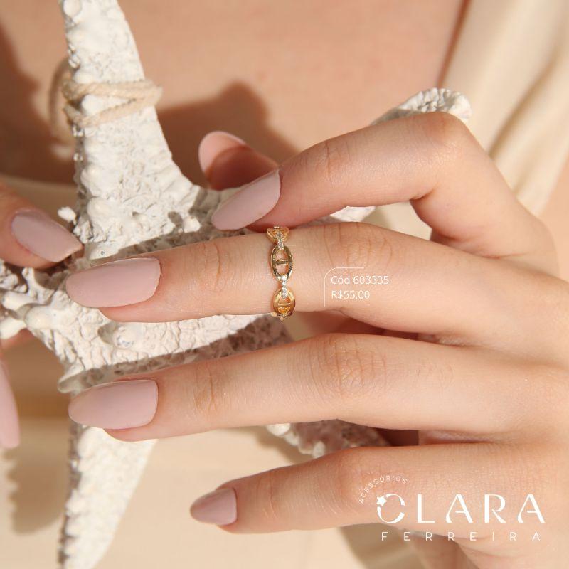 ANEL FALANGE ELOS ENTRE BARRINHAS MICROZIRCÔNIAS - INSPIRAÇÃO LOUIS VUITTON - Dourado