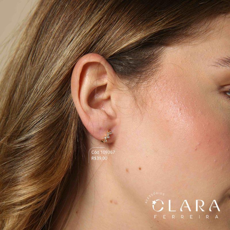 BRINCO ARGILINHA CLICK 1 FILEIRA MICROZIRCONIAS ZIG ZAG - 10X1MM - Dourado