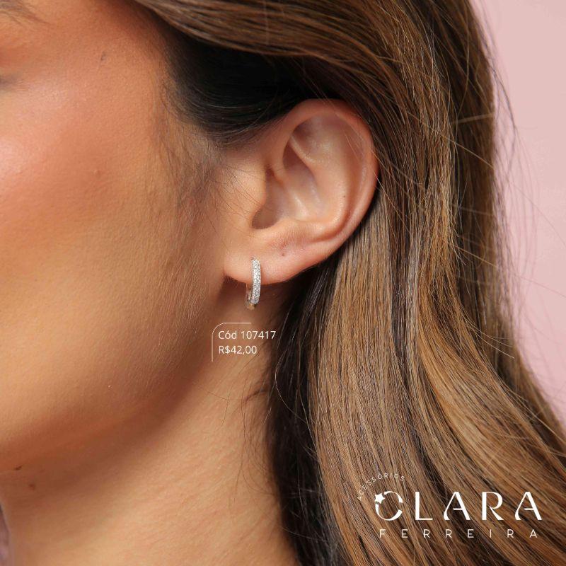 BRINCO ARGOLINHA CLICK 1 FILERA DE MICROZIRCONIAS 13X2MM - Banho de Prata