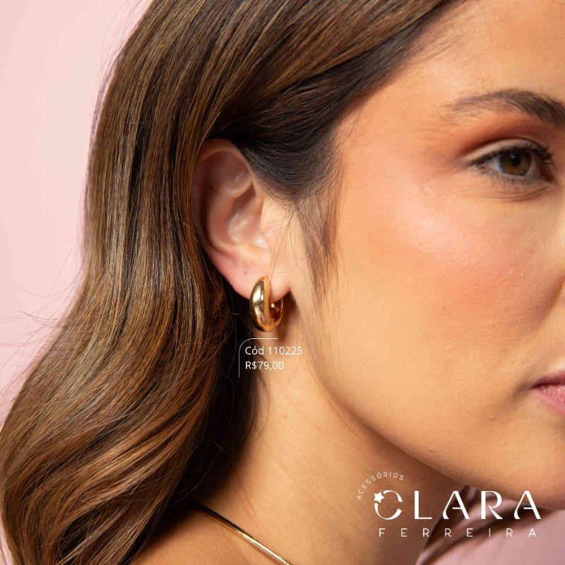 BRINCO ARGOLINHA CLICK GROSSA LISA - 19X7MM - Dourado