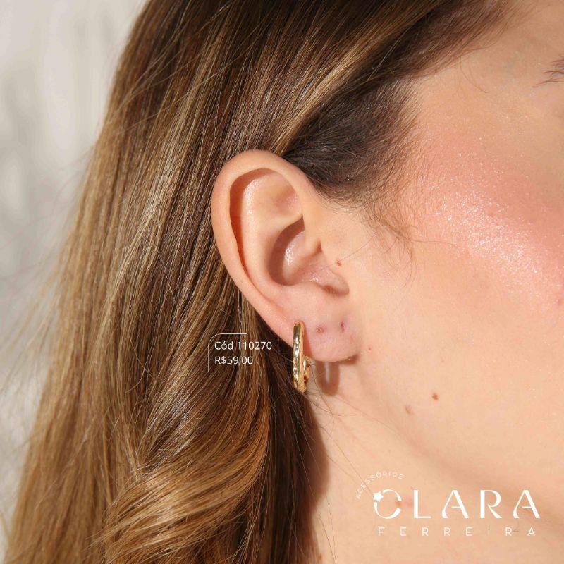 BRINCO ARGOLINHA CLICK TUBO LISA ONDULADA - 19X3MM - Dourado