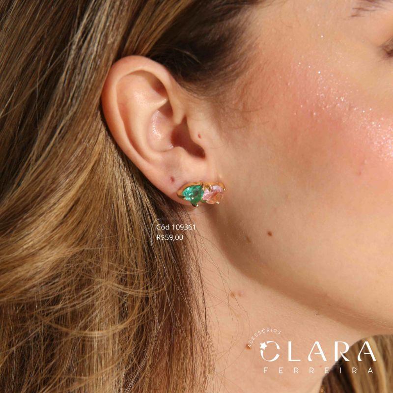 BRINCO BASE ZIRCONIA REDONDA 9MM C/ ZIRCONIA CORAÇÃO 9MM - Dourado