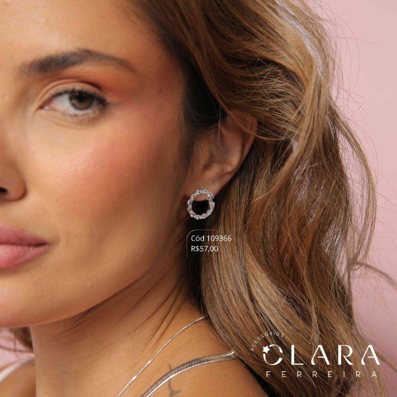 BRINCO CIRCULO MICROZIRCONIAS VAZADO C/ LAÇO LISO 4MM - 16MM - Banho de Prata