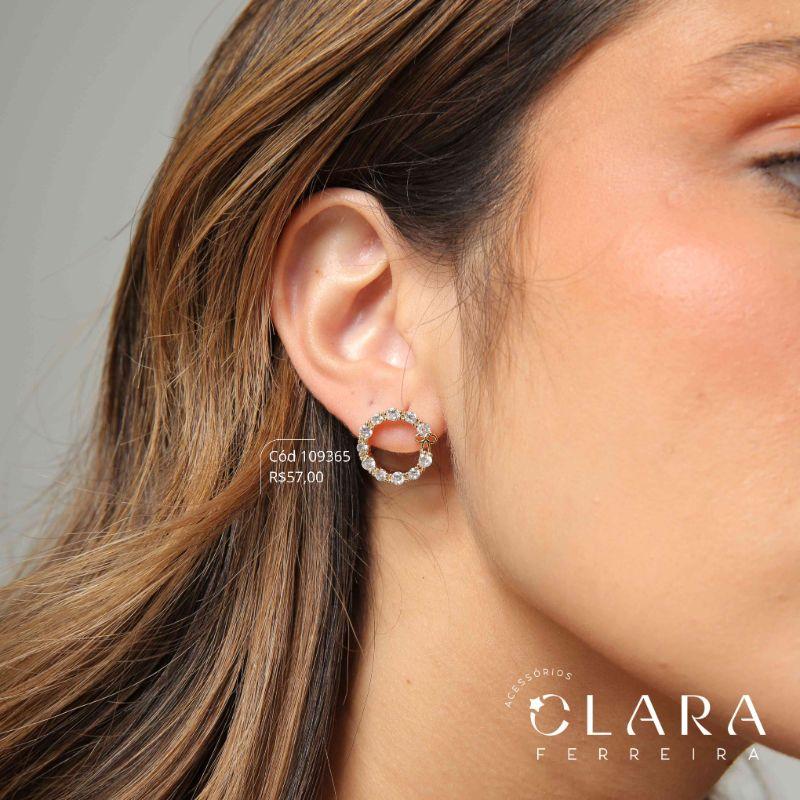 BRINCO CIRCULO MICROZIRCONIAS VAZADO C/ LAÇO LISO 4MM - 16MM - Dourado