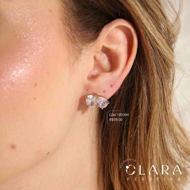 BRINCO GEOMÉTRICO, ZIRCONIA GOTA 7MM E ZIRCONIA OVAL 7MM  - Dourado