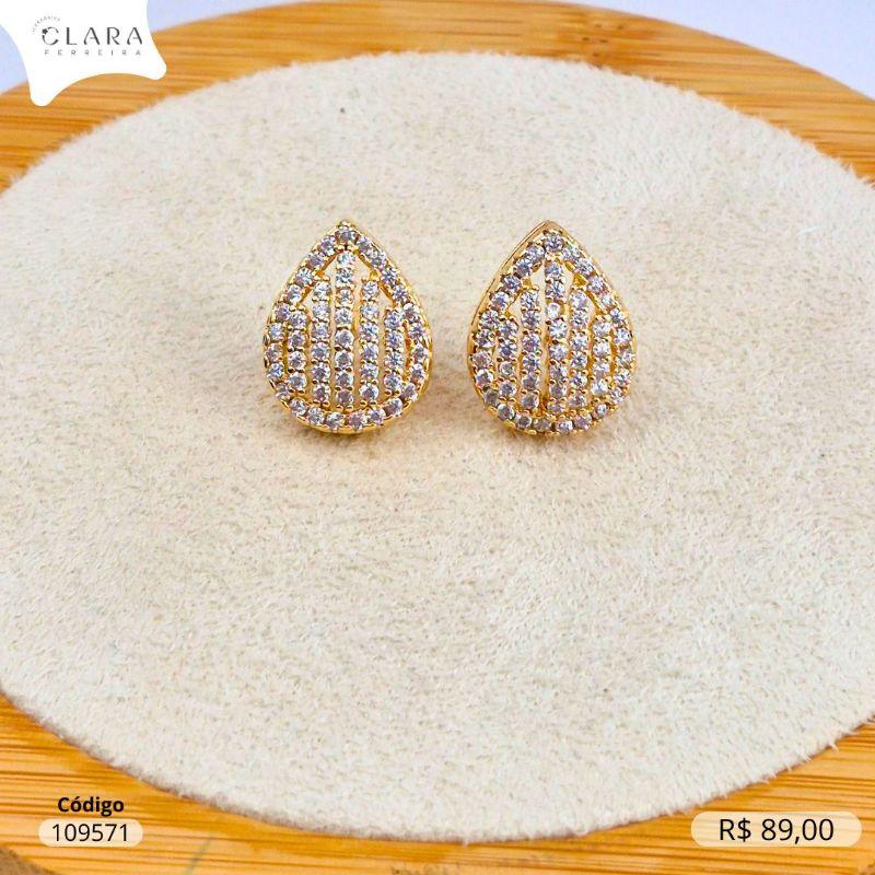 BRINCO GOTA 5 FILEIRAS MICROZIRCONIAS VAZADA ADORNADA MICROZIRCONIAS - 16MM - Dourado