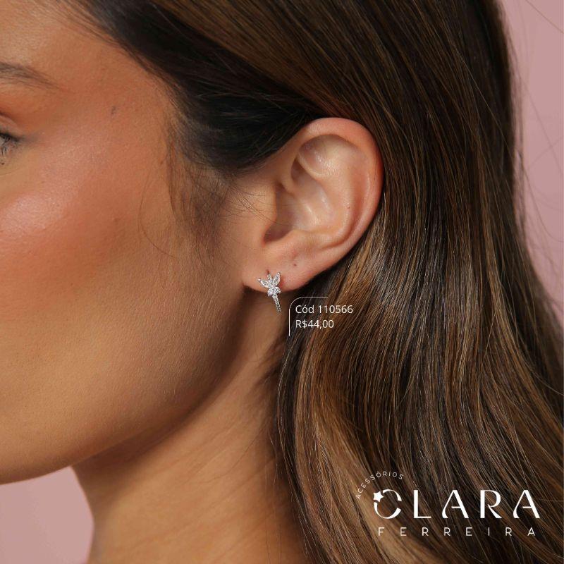 BRINCO INFANTIL ARGOLINHA 1 FILEIRA MICROZIRCÔNIAS C/ 1 BORBOLETA ASAS ZIRCÔNIA NAVETE 6MM - PEÇA VENDIDA - 12X2MM - Banho de Prata - CLARINHA KIDS