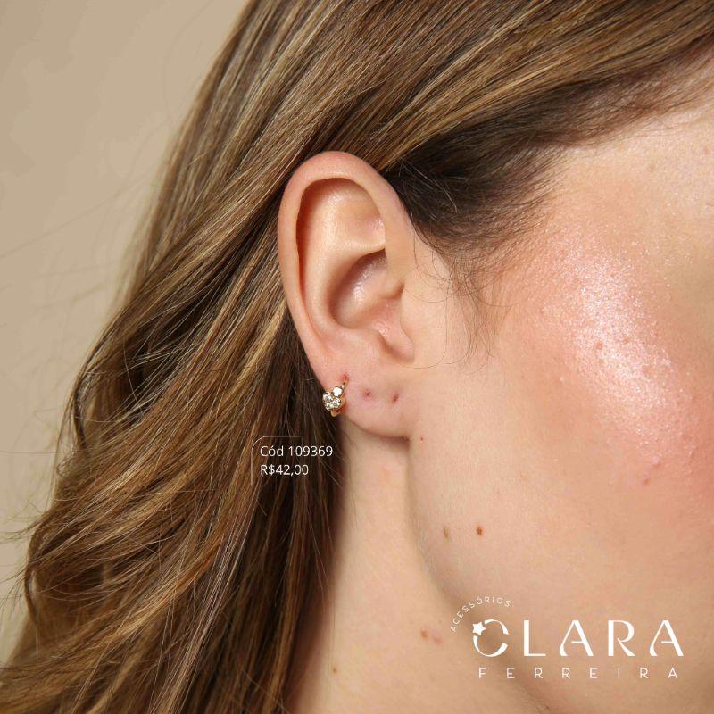 BRINCO INFANTIL ARGOLINHA CLICK C/ CORAÇÃO 4MM MICROZIRCONIAS - 10X2MM - CLARINHAS KIDS - Dourado