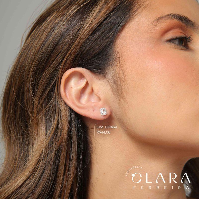 BRINCO ZIRCONIA RETANGULAR 4MM ADORNADA MICROZIRCONIAS - 5MM - Banho de Prata