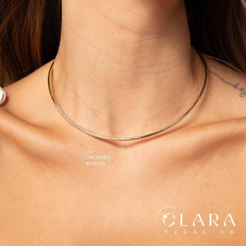 COLAR CHOKER FIO RIGIDO LISO - PEÇA VENDIDA - Dourado