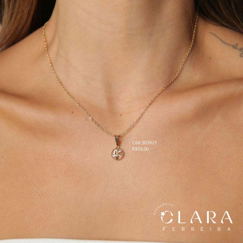 COLAR ELOS C/ MANDALA ÁRVORE DA VIDA MICROZIRCÔNIAS VAZADA - 11MM - 45CM - Dourado