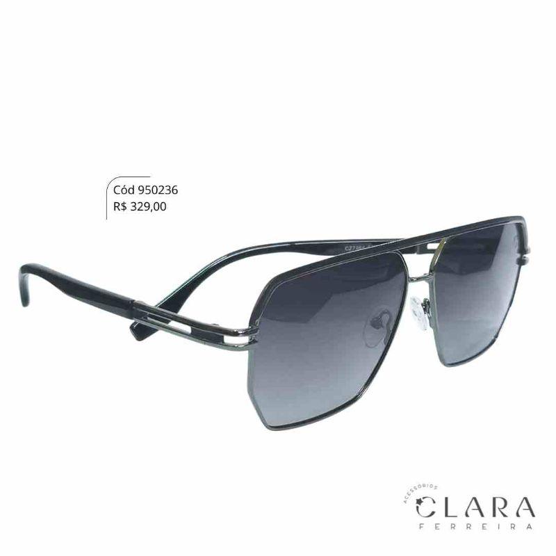 Óculos Solar MASCULINO AVIADOR C/ ARMAÇÃO EM METAL PRETO - INSPIRAÇÃO RAY-BAN - Lente Anti-impacto Polarizada - CZ7984-C3