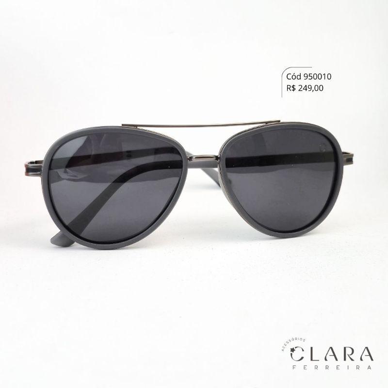 Óculos Solar MASCULINO AVIADOR C/ ASTES EMBORRACHADAS - INSPIRAÇÃO RAY-BAN - Lente Anti-impacto Polarizada - SZ7735P-C3