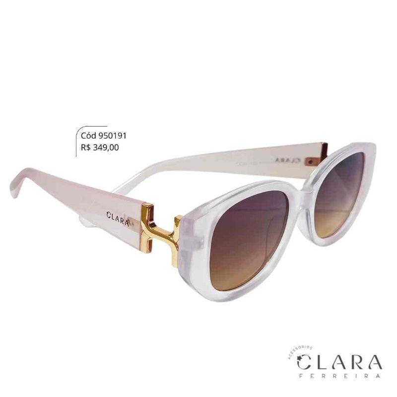 Óculos Solar QUADRADO FUMÊ C/ ASTES DETALHE EM METAL  - INSPIRAÇÃO VERCACE - Lente Resina - JL82141-C5