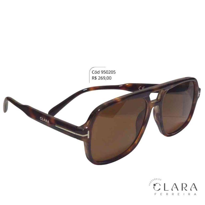 Óculos Solar QUADRADO ONÇA MARROM - INSPIRAÇÃO TOM FORD - Lente Resina - OM50573S-C5