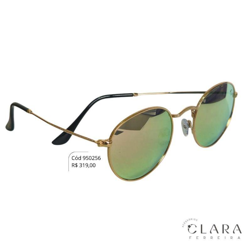 Óculos Solar REDONDO ESPELHADO ARMAÇÃO EM METAL - INSPIRAÇÃO RAY-BAN - Lente Resina - HA5447-C6