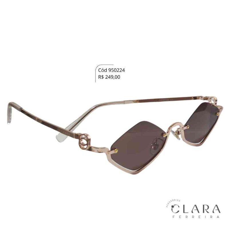Óculos Solar VINTAGE ARMAÇÃO EM METAL - INSPIRAÇÃO CHANEL - Lente Resina Polarizada - HA85006-C6